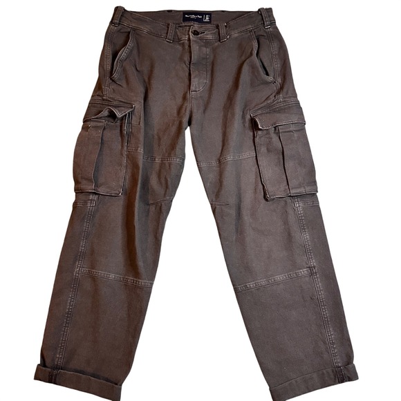 Abercrombie & Fitch Pants - Abercrombie & Fitch Stretch Cargo Pant Gray/Brown Cotton Blend Womens 31x30